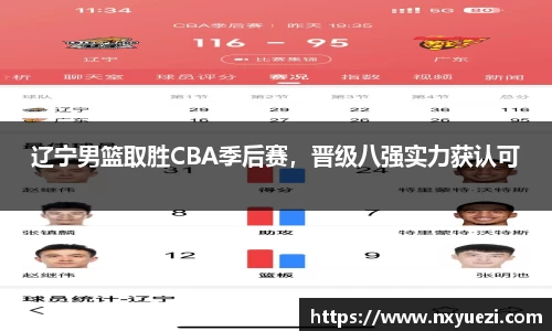 辽宁男篮取胜CBA季后赛，晋级八强实力获认可